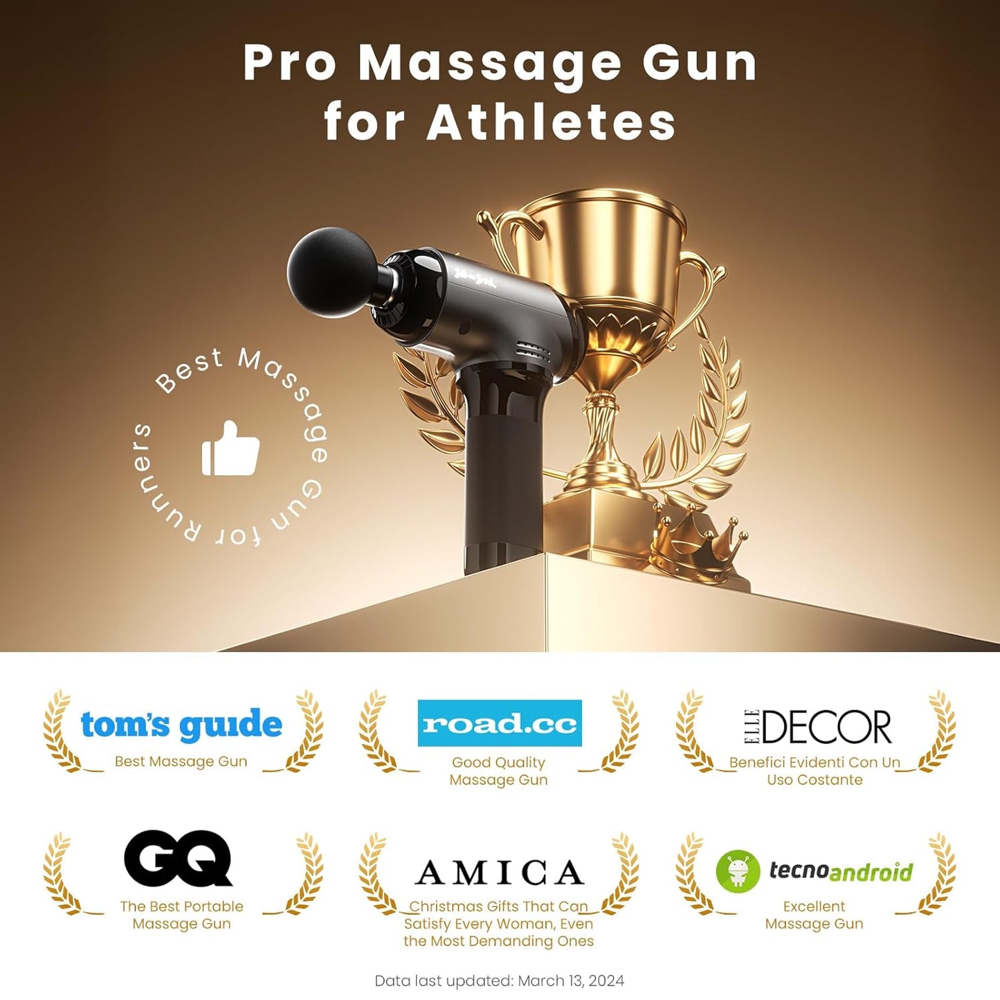 Body Massager Gun for Full Body Pain Relief, Rechargeable Cordless Deep Tissue Massage Machine for Body, Neck, Shoulders, Legs & Arms, Use at Home, Gym & During Travel- 6 Speed Settings, Type-C Charging