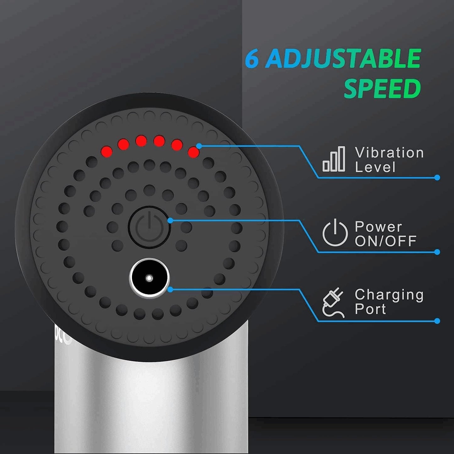Body Massager Gun for Full Body Pain Relief, Rechargeable Cordless Deep Tissue Massage Machine for Body, Neck, Shoulders, Legs & Arms, Use at Home, Gym & During Travel- 6 Speed Settings, Type-C Charging
