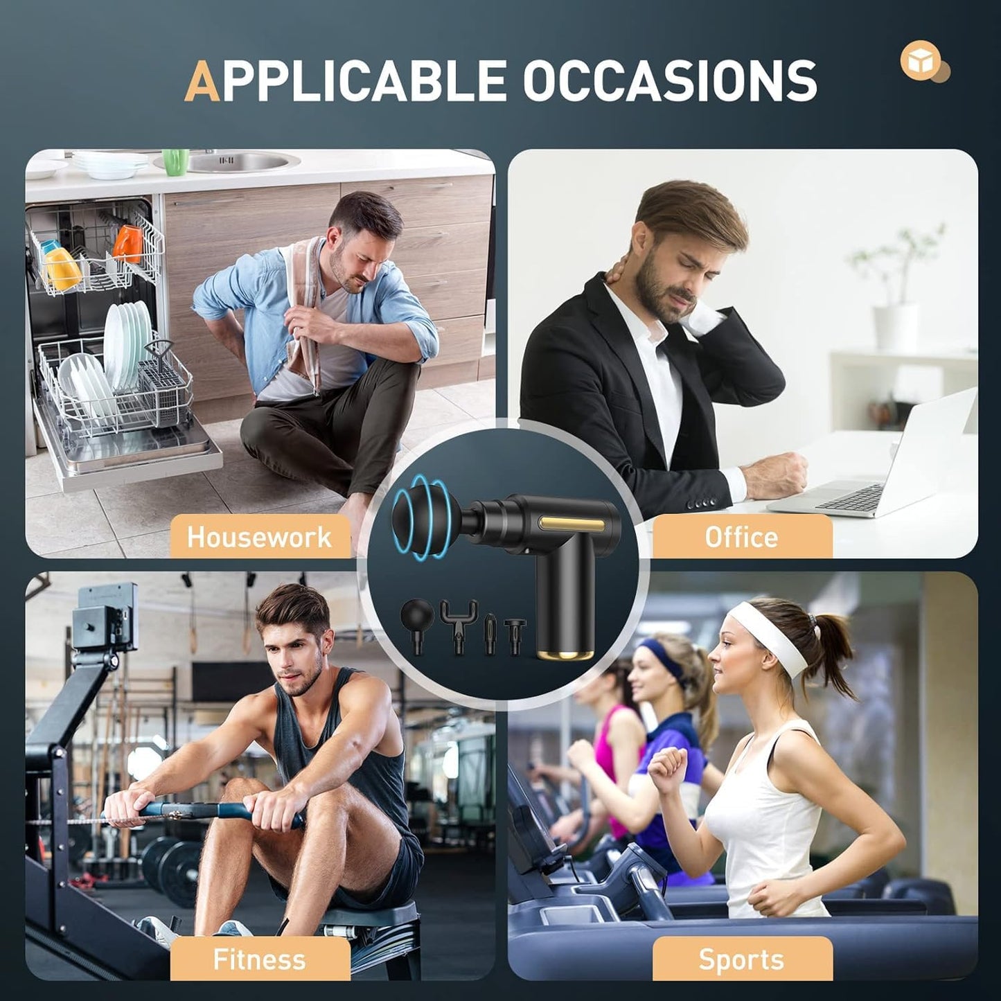 Body Massager Gun for Full Body Pain Relief, Rechargeable Cordless Deep Tissue Massage Machine for Body, Neck, Shoulders, Legs & Arms, Use at Home, Gym & During Travel- 6 Speed Settings, Type-C Charging