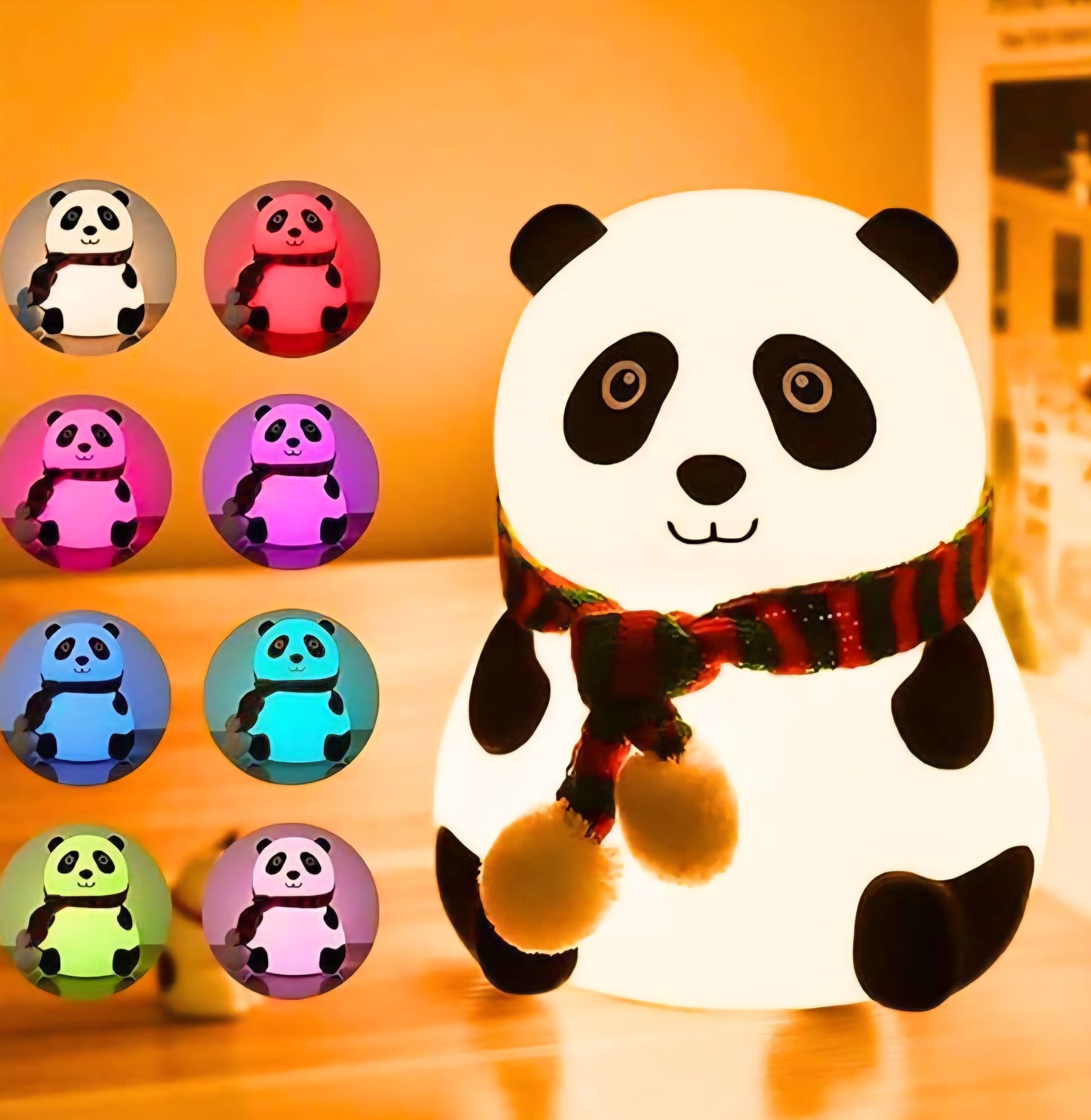 Cute Panda Lamp, Panda Gifts, Touch Silicone Lamp, Birthday Gift for Girls and Boys, Panda Light Lamp, Kids Night Light, Valentines and Diwali gift for everyone- Silicone, Rechargeable Type C, Sensor, 7 color LED changing Lamp, Soft BPA free