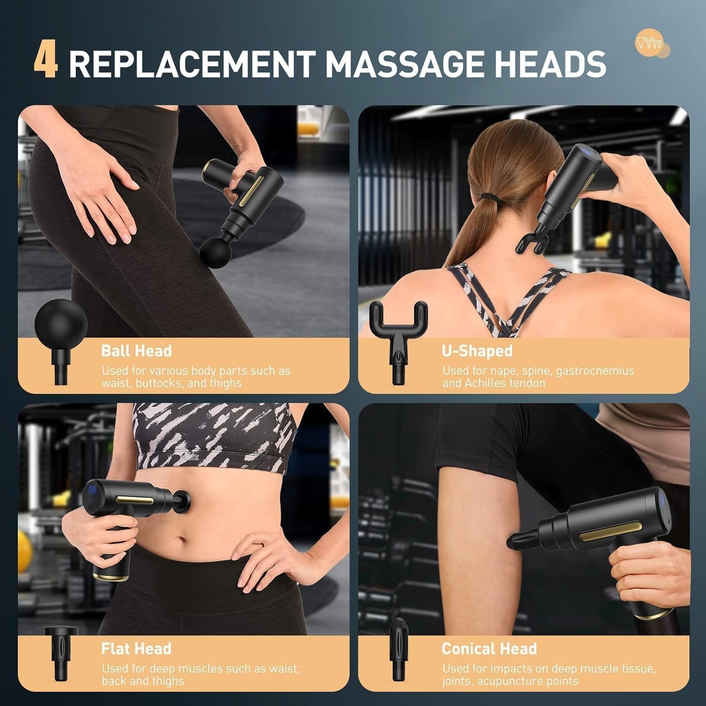 Body Massager Gun for Full Body Pain Relief, Rechargeable Cordless Deep Tissue Massage Machine for Body, Neck, Shoulders, Legs & Arms, Use at Home, Gym & During Travel- 6 Speed Settings, Type-C Charging