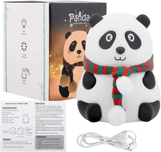 Cute Panda Lamp, Panda Gifts, Touch Silicone Lamp, Birthday Gift for Girls and Boys, Panda Light Lamp, Kids Night Light, Valentines and Diwali gift for everyone- Silicone, Rechargeable Type C, Sensor, 7 color LED changing Lamp, Soft BPA free